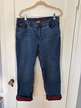 Duluth Trading Co Flannel Lined Straight Leg Stretch Jeans Size 14, 29" inseam